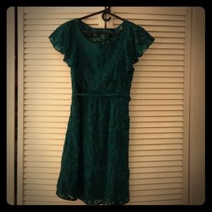 Green holiday dress from Anthropology